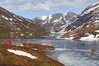 Fjell Schnee Gebirgssee Haus