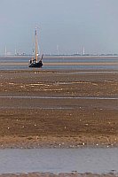 Segelboot im Wattenmeer