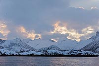 Raftsund Licht in Schneewolken