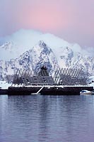 Stockfisch Gestell im Abendlic