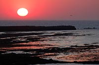 Helgoland roter Himmel Sonne
